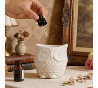 1 pièce Brûleur d'aromathérapie à l'huile essentielle en céramique en forme de hibou, porte-bougie chauffe-plat en porcelaine brillante, chauffe-cire animal mignon, convient pour la décoration de la m