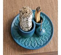 1 pièce Brûleur d'aromathérapie multifonction en céramique de ton Morandi, convient pour la sauge blanche, l'encens, les bâtons d'encens, porte-bougie en céramique de style bohème de haute qualité, dé