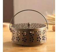 1 pièce Brûleur de spirale anti-moustique vintage en métal, support pour spirale anti-moustique, brûleur d'encens portable en fer avec motif floral et poignée, convient pour une utilisation à la maiso