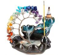 1 pièce Brûleur d'encens cascade, support d'encens en céramique avec arbre en quartz rose, pour le yoga, la méditation et la décoration de la maison, purification de l'air, cadeau pour maman Taille Un