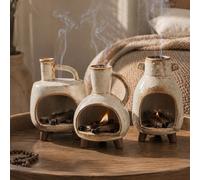 1 pièce Brûleur d'encens en céramique Palo Santo avec plateau à cendres ouvert, bol à encens à glaçure tachetée rustique, convient pour les bâtons de sauge et les cônes d'encens, autel de méditation e