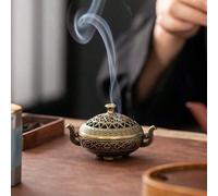 1 pièce Brûleur d'encens sur trépied creux, support à encens en métal ajouré pour aromathérapie d'intérieur, décoration de la maison, cérémonie du thé chinoise, autel domestique, accessoire de salon,