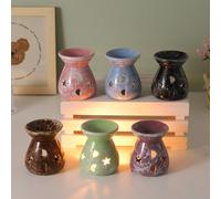 1 pièce Brûleur d'huiles essentielles en céramique en forme d'étoile et de lune, lampe à parfum en céramique pour usage domestique romantique dans la chambre à coucher noir,brun,rose,bleu clair,vert,V