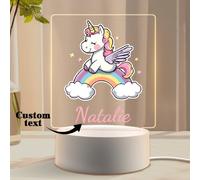 1 pièce Cadeau créatif personnalisé avec nom, arc-en-ciel, étoile et motif de poney coloré. Veilleuse LED 3D à effet d'illusion, lumière chaude, cadeau d'anniversaire, décoration. Étanche, convient au