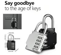 1 pièce Cadenas à combinaison 4 chiffres, cadenas étanche, mot de passe réinitialisable, convient pour les casiers, les employés, les clôtures, les salles de sport, les boîtes, les armoires à outils, 