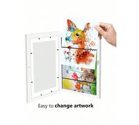 1 pièce Cadre de dessin A4 en bois monté au mur avec couvercle magnétique pour ranger et résister à l'usure et à l'humidité de la salle de bain. Œuvres d'art, gribouillis, récompenses et certificats, 