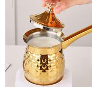 1 pièce Cafetière en acier inoxydable doré avec long manche et couvercle, convient pour le café goutte-à-goutte manuel, le lait, la fonte du beurre. Fournitures scolaires pour la rentrée scolaire 600 