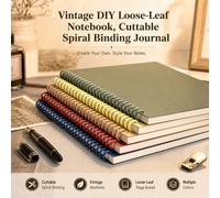 1 pièce Cahier à anneaux spirale 30 trous, cahier vintage réutilisable et beau, pages intérieures personnalisables DIY avec lignes, ouverture à plat 360 degrés sans blocage, convient pour l'école, le 
