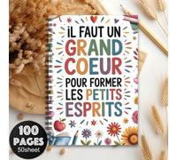 1 pièce Cahier à spirale A5 amusant "Thank You Teacher" en français, journal de voyage, journal d'apprentissage de l'enseignant, citations d'enseignant scolaire, cadeau de fin d'année scolaire, fourni
