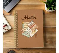1 pièce Cahier à spirale A5 pour les mathématiques, journal de papeterie vintage marron avec illustration de mathématiques, calculatrice, rapporteur et design de formule, cahier d'exercice et d'étude 