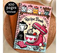 1 pièce Cahier de recettes à spirale A5 - 50 feuilles 100 pages, reliure à double fil, pages intérieures de recettes, convient pour la cuisine à la maison et les cadeaux de chef, langue anglaise, couv