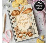 1 pièce Cahier de recettes à spirale A5 - 50 feuilles/100 pages, reliure à double fil, pages intérieures de recettes, convient pour la cuisine à la maison et les cadeaux de chef, langue anglaise, couv