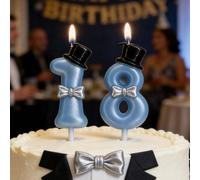 1 pièce Cake Topper Costume bleu et chapeau noir, chiffres de 0 à 9 pour anniversaire, fête, Noël 7,5,9,2,3,4,6,8,1,0Cire