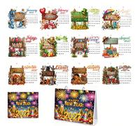1 pièce Calendrier de bureau 5D DIY-2027 Peinture de diamant, thème de motif de vacances, design créatif, matériau papier, décoration de maison, calendrier de bureau double face, artisanat fait main c