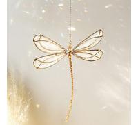 1 pièce Capteur de soleil en cristal doré en forme de libellule, suspension pour fenêtre créant des arcs-en-ciel, décoration de style bohème pour la chambre de sorcière, ornement de méditation spiritu