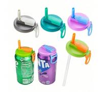 1 pièce Capuchon de paille en silicone réutilisable, nouveau couvercle de canette de boisson à paille créatif, convient pour les canettes de soda, boissons, jus, eau pétillante (veuillez installer sel