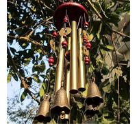 1 pièce Carillon de vent antique bronze avec cloches et pièces de monnaie - Décoration de jardin vintage en métal, Carillon de vent feng shui, Carillon de vent porte-bonheur, Adapté pour le patio, le 