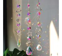 1 pièce Carillon d'vent Galaxy Cristal Attrape-soleil Lune Étoile Éclairage Pendentif Convenant pour Décoration Suspendue de la Maison, du Jardin, Cadeau pour Filles, Halloween, Effrayant, Automne, Fê