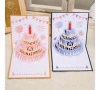 1 pièce Carte d'anniversaire 3D avec enveloppe, carte d'anniversaire pop-up colorée avec design de gâteau et bougie, carte de vœux pliante créative, convient aux amis, à la famille et aux enfants, cad