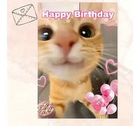 1 pièce Carte d'anniversaire amusante avec enveloppe (4.33*6.29 po) - Design mignon de chaton - Meilleurs vœux d'anniversaire - Carte de vœux unique et créative - Idéal pour les propriétaires d'animau