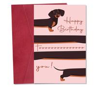 1 pièce Carte d'anniversaire amusante de teckel avec enveloppe - Carte de vœux en papier avec design de chiot unique, parfaite pour la famille, les amis et les proches - Idéale pour les amateurs de ch