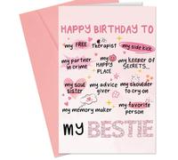 1 pièce Carte d'anniversaire amusante pour femmes, sœur ou meilleure amie - Carte d'amitié humoristique, cadeau d'anniversaire mignon pour la meilleure amie, nièce ou sœur de l'âme Enveloppe dorée,Env
