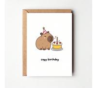 1 pièce Carte d'anniversaire de capybara, papier de haute qualité avec enveloppe - Carte de vœux drôle et amusante pour les amateurs d'animaux - Jolie carte d'anniversaire pour lui, elle, la famille o