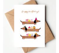 1 pièce Carte d'anniversaire hilarante de Teckel avec enveloppe - Conception de chien saucisse ludique, parfaite pour n'importe qui, carte de vœux unique à thème animal 1 PC (enveloppe rouge),1 pièce 