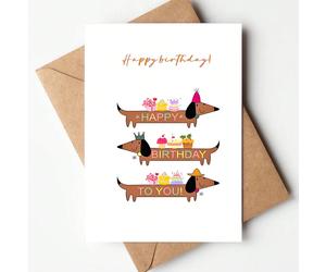 1 pièce Carte d'anniversaire hilarante de Teckel avec enveloppe - Conception de chien saucisse ludique, parfaite pour n'importe qui, carte de vœux unique à thème animal 1 PC (enveloppe rouge),1 pièce 