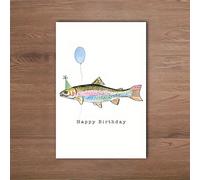 1 pièce Carte d'anniversaire humoristique avec poisson, pour tous les âges, avec enveloppe, impression haute qualité, 6,29" X 4,33", carte en papier premium. Souhaits d'anniversaire universels pour le