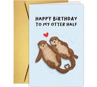 1 pièce Carte d'anniversaire mignonne avec un loutre pour la petite amie ou le petit ami, carte d'anniversaire amusante pour l'épouse ou l'époux, carte d'anniversaire joyeux pour lui ou elle enveloppe
