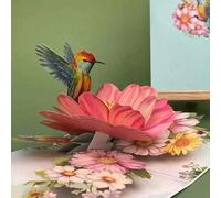 1 pièce Carte d'anniversaire pop-up 3D avec fleurs et colibri, avec enveloppe. Carte de vœux pour femmes, mère, épouse, petite amie, Saint-Valentin, anniversaire. Fournitures scolaires. Papetier
