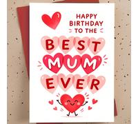 1 pièce Carte d'anniversaire thème cœur pour la meilleure maman - Cadeau doux et sentimental pour la fête des mères ou l'anniversaire, design de dessin animé mignon, carte de vœux en papier avec envel