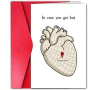 1 pièce Carte de la carte anatomique du cœur avec enveloppe, "Vous êtes ici" Carte d'amour médicale pour la Saint-Valentin, Anniversaire | Cadeau pour le médecin, l'âme sœur, le partenaire à distance 