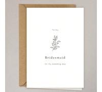 1 pièce Carte de remerciement élégante pour demoiselles d'honneur - "Mes demoiselles d'honneur le jour de mon mariage" avec un design de branches de feuilles, incluant une enveloppe - Lettre de remerc