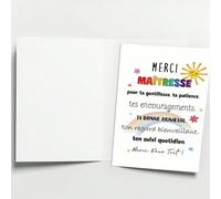 1 pièce Carte de remerciement style français chaude "Merci Maîtresse" avec enveloppe - Gratitude sincère pour les enseignants, les entraîneurs et les professeurs - Illustrations de soleil et d'étoile,