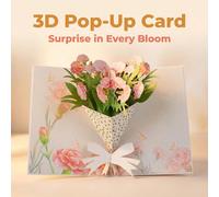 1 pièce Carte de vœux 3D Carnation Pop-Up avec enveloppe, convient pour la Fête des Mères, la Fête des Enseignants, les anniversaires et autres occasions Lettres,PlantesPapetier