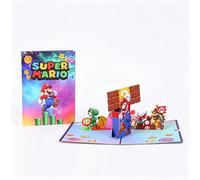 1 pièce Carte de vœux 3D pop-up Super Mario, design de personnage de jeu amusant, carte d'invitation d'anniversaire/fête, convient aux enfants fans, avec enveloppe, cadeau créatif Portrait,graphiquePa