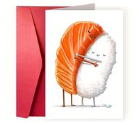 1 pièce Carte de vœux câlin sushi mignon, carte de la Saint-Valentin et d'anniversaire amusante pour lui, elle ou le meilleur ami 1 piècePapetier