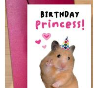 1 pièce Carte de vœux de célébration "Princesse d'anniversaire" - Vœux adorables pour la fille et les proches (4,33 x 6,29 pouces + enveloppe) Design de couronne florale de haute qualité Convient pour