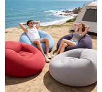 1 pièce Chaise gonflable affaissée, canapé portable pliable avec brosse douce, sans assemblage requis, convient pour l'intérieur/extérieur, le camping et l'utilisation de loisirs à la maison rose roug