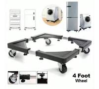 1 pièce Chariot d'électroménager en acier inoxydable avec 4 roulettes verrouillables - Base mobile réglable, convient pour le réfrigérateur, la machine à laver et le sèche-linge - Étagère de rangement