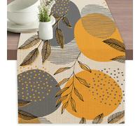 1 pièce Chemin de table à motif feuilles bohème, élégant chemin de table style écharpe de coiffeuse, style campagnard, convient pour le mariage/café/table de salle à manger/décoration de fête à la mai