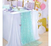 1 pièce Chemin de table à paillettes sirène verte, décoration de centre de table de salle à manger, pour banquet, fête d'anniversaire, décoration de mariage, douche nuptiale, décoration de la maison,