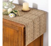 1 pièce Chemin de table bohème, centre de table rustique de ferme en toile de jute, décoration de table à manger, petit tapis de table en corde de jute tressée, convient pour la table à manger et la d