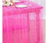 1 pièce Chemin de table décoratif en tulle rose rouge et perle factice 160*100cm, nappe de table en tulle transparente pour mariage, décoration d'arche de mariage, décoration de réception de douche nu