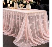 1 pièce Chemin de table en maille papillon rose, nappe de fête, chemin de table d'anniversaire, fournitures de fête d'anniversaire, nappe de décoration de mariage, douche nuptiale, cadeau d'anniversai