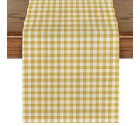 1 pièce, Chemin de table moderne minimaliste à carreaux jaune & blanc, Nappe rectangulaire à carreaux rouge de Noël, Plusieurs tailles disponibles, Parfait pour les repas en famille, Décoration de cui