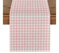 1 pièce Chemin de table moderne minimaliste à carreaux rose & blanc, nappe rectangulaire à carreaux rouge de Noël, plusieurs tailles disponibles, parfait pour les repas en famille, la décoration de cu