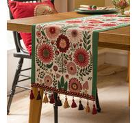 1 pièce Chemin de table, motif géométrique moderne, en fibre de polyester, décoration festive rouge. Lavage à la main uniquement, pas de lavage en machine. Pour le canapé, la table à thé, le buffet, l